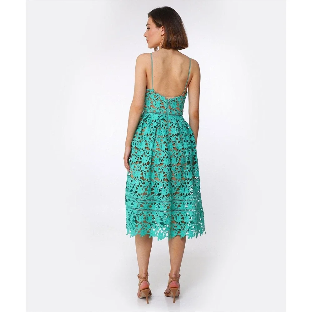 Self-Portrait Azaelea Midi Dress Spearmint Green Womens 6 - Picture 2 of 15